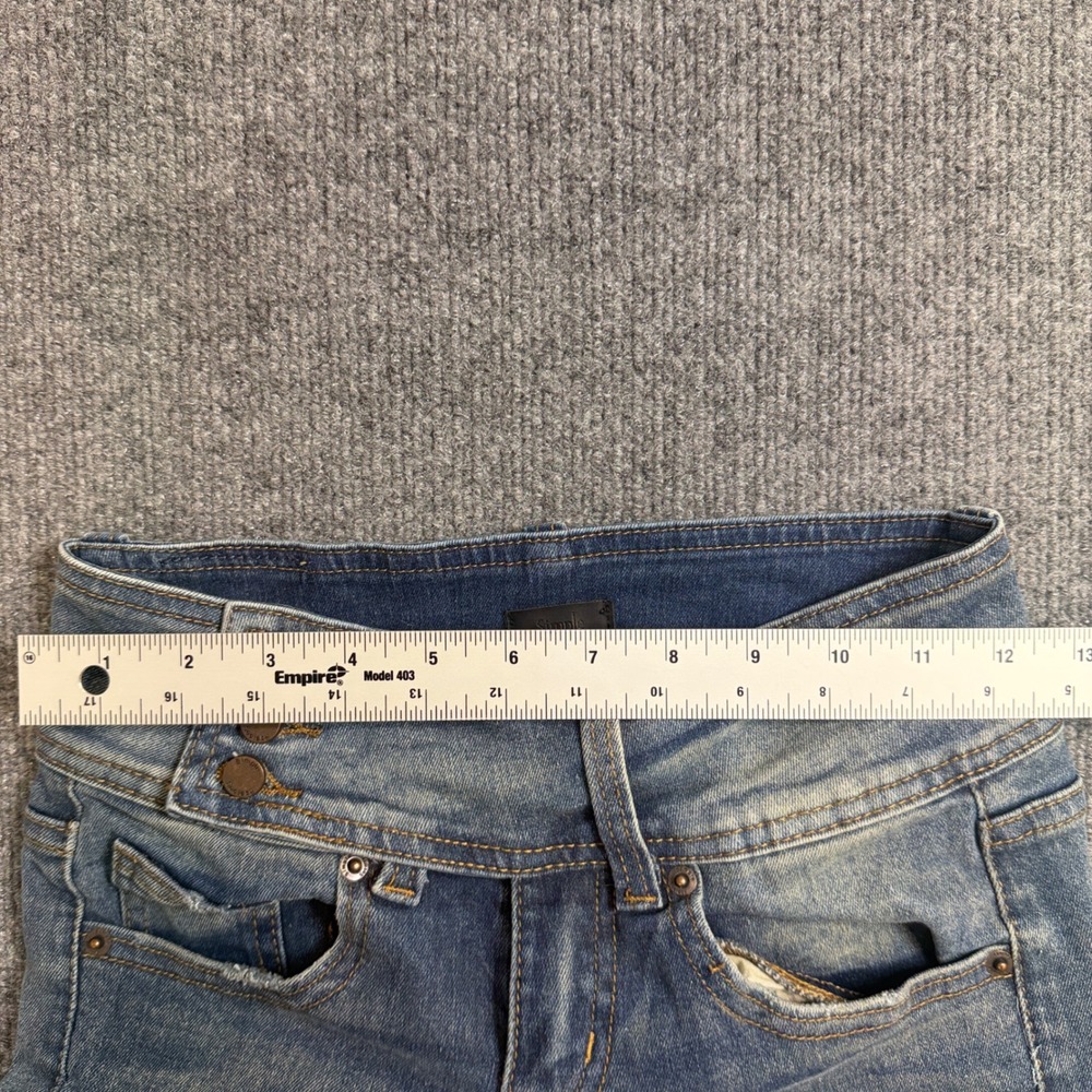 Simple Society High Waisted‎ Flare Jeans Medium Wash Seam Front Size 00/23 - Picture 5 of 13